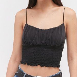 UO smocked cami top- black
